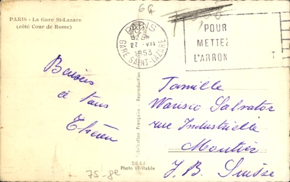 Postcard Paris VIII, Gare Saint Lazare