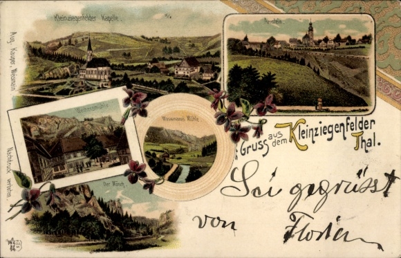 Chromo-Litho Kleinziegenfeld Weismain in Upper Franconia, Chapel, Arnstein, Weihersmühle