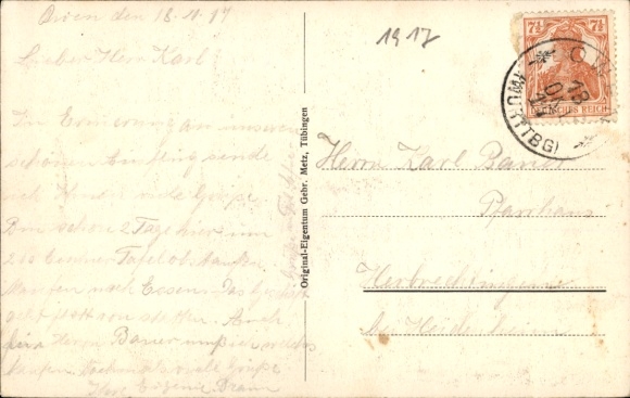 Postcard Owen unter Teck Württemberg, Burg Teck