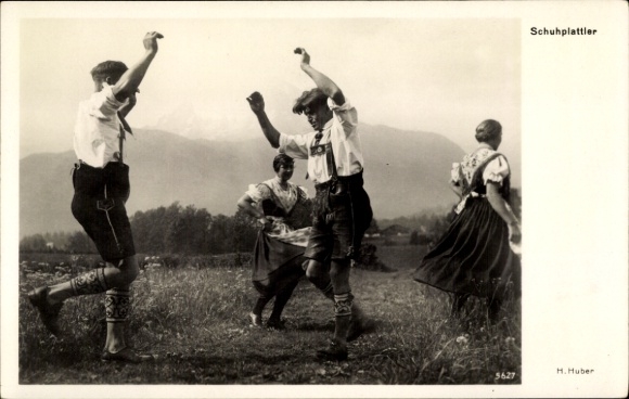 Ak Schuhplattler, Tanzende Menschen, Volkstracht