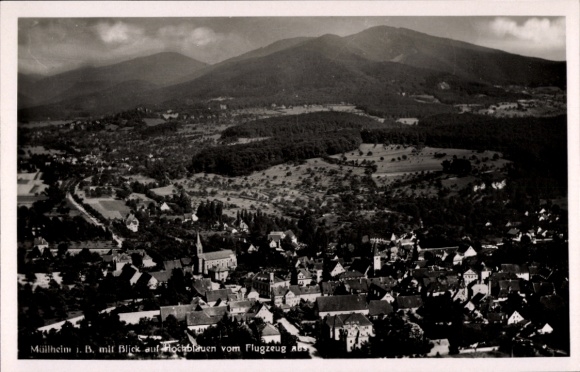 Postcard Müllheim in Baden, Panorama, Hochblauen, aerial photograph