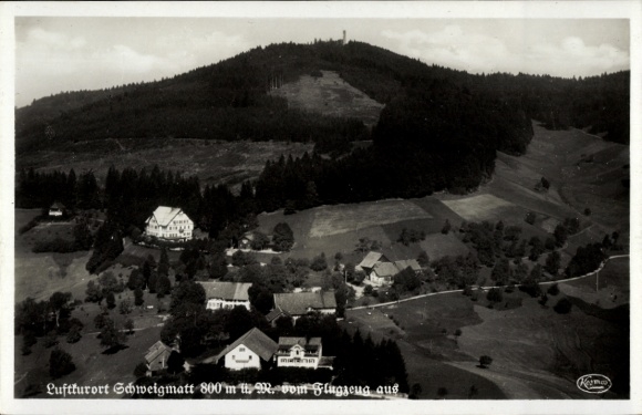 Postcard Schweigmatt Raitbach Schopfheim in Baden, aerial photograph, Pension Lueginsland