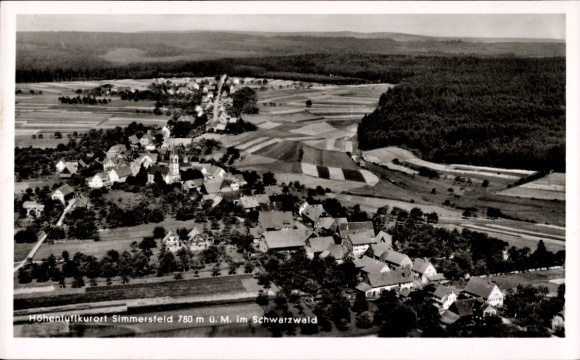 Postcard Simmersfeld in the Black Forest, aerial photograph