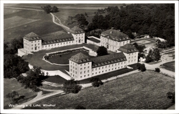 Postcard Weilburg an der Lahn Hesse, aerial photo