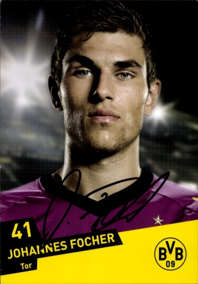 Karta autografów BVB 09, Johannes Fochner, gol, portret, autograf