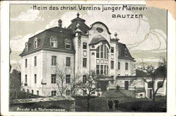 Ak Bloaschütz Bautzen Oberlausitz, thuisbasis van de christen. Jongemannenclub, uitzicht vanaf de potten