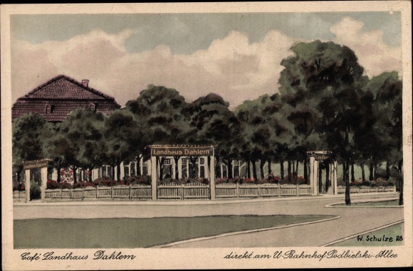Artist PC Schulze, W., Berlin Zehlendorf Dahlem, Cafe Landhaus Dahlem, Pobielski Allee