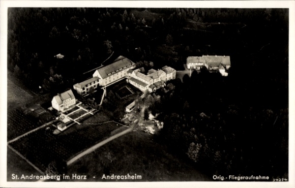 Postcard Sankt Andreasberg Braunlage in the Upper Harz, Andreasheim, aerial photograph