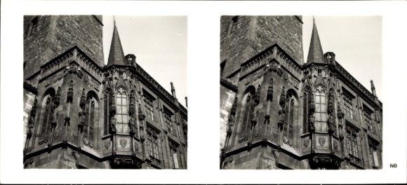 Stereofoniczny obraz przestrzenny zdjęcie Praga Praga, Stare Miasto, Rynek Staromiejski, ratusz, wykusz