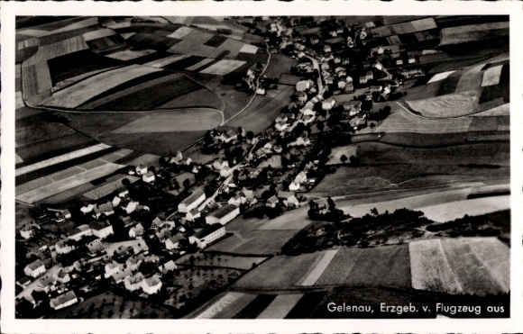 Postcard Gelenau in the Ore Mountains, aerial photograph
