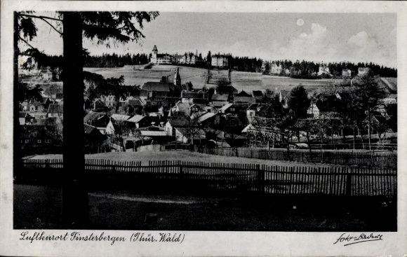 Postcard Finsterbergen Friedrichroda in the Thuringian Forest, climatic health resort Thuringian Forest, rural landscape