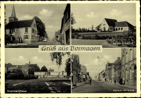 Ak Dormagen am Niederrhein, Kölner Straße, Neuer Friedhof, Raphaelshaus