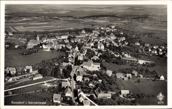 Postcard Bonndorf in the Black Forest, aerial photograph