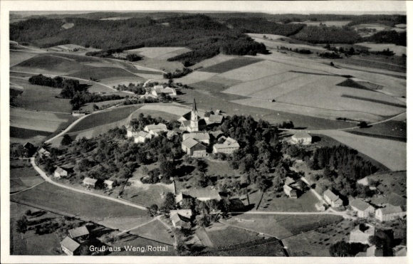Postcard Weng Bad Griesbach im Rottal Lower Bavaria, aerial photograph
