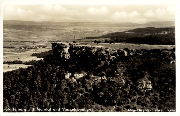 Postcard Bad Staffelstein am Main Upper Franconia, Staffelberg, aerial photograph
