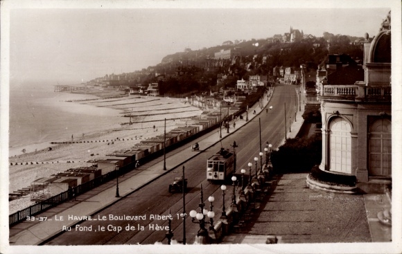 Postcard Le Havre Seine Maritime, Boulevard Albert 1, Cap de la Hève, coastal view, beach promenade