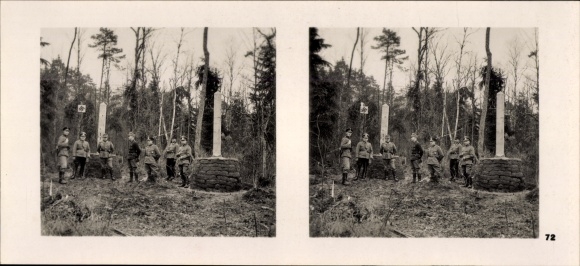 Stereo spatial image photo &quot;The soldiers of the Führer in the field&quot;, No. 72, demarcation line