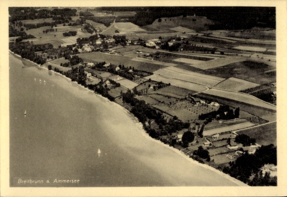 Postcard Breitbrunn Herrsching am Ammersee, aerial photograph