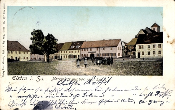 KP Elstra w Górnych Łużycach Saksonii, rynek, 400-letnia lipa