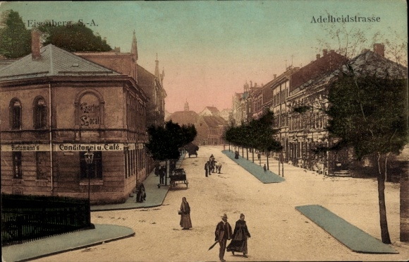 Postcard Eisenberg in Thuringia, Adelheidstraße, pastry shop