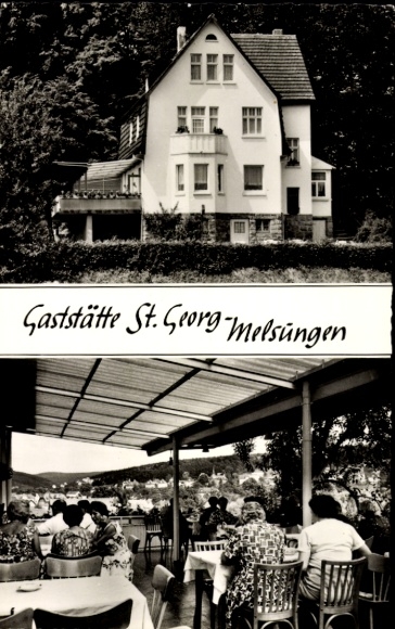 Postcard Melsungen in Hessen, Restaurant St. Georg, guests