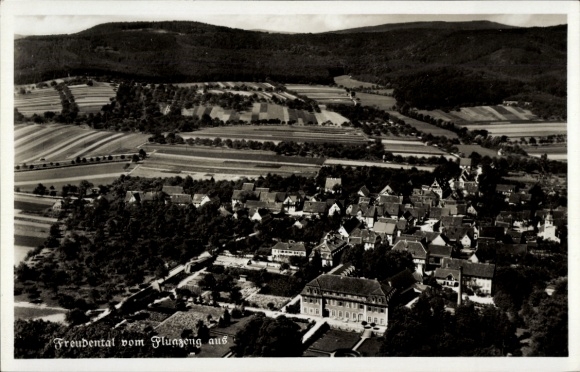 Postcard Freudental in Württemberg, aerial photograph