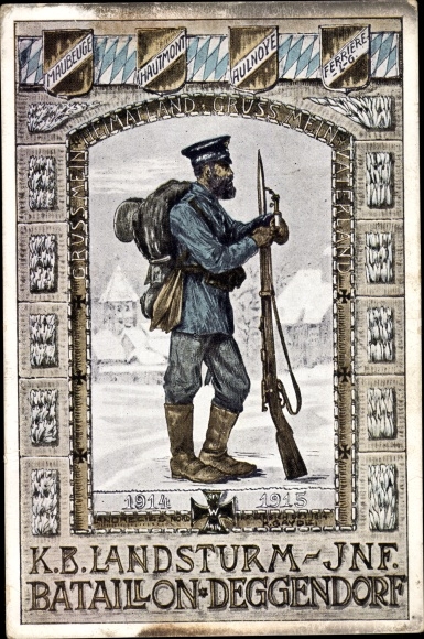 Künstler Ak Deggendorf Mittelfranken, K. B. Landsturm Inf. Batl.