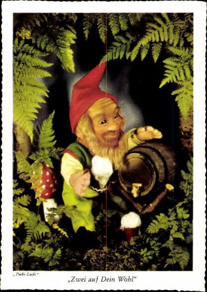 8 old Postcard series dwarfs in the forest, Pucki-Lucki
