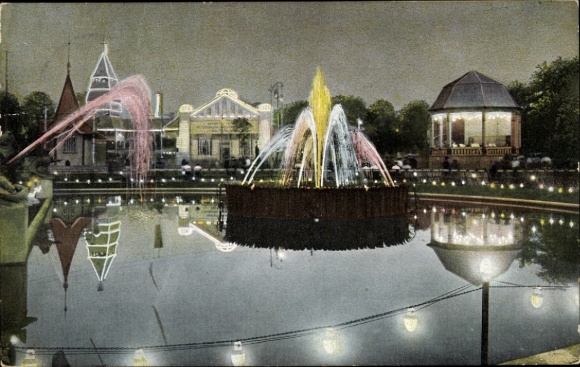Ak Zwickau in Sachsen, Gewerbe u. Industrieausstellung 1906, Illumination mit Leuchtfontaine, Nr. 73