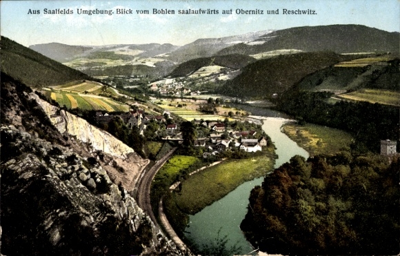 Ak Saalfeld, Blick vom Bohlen, Obernitz, Reschwitz