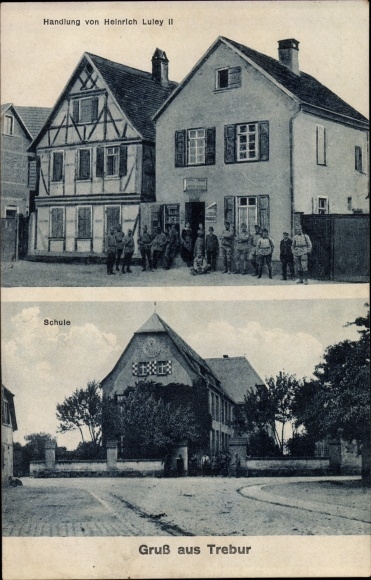 Postcard Trebur in Hessen, action by Heinrich Luley II., school