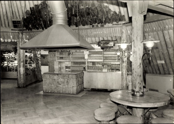 Postcard Sosa Eibenstock in the Ore Mountains, consumption restaurant Meiler, interior