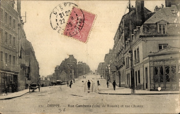 Ak Dieppe Seine Maritime, Rue Gambetta, Rue Chanzy