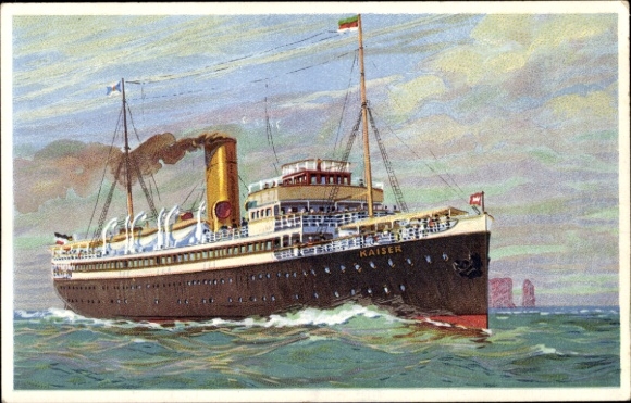 Artist Postcard HAPAG Seaside Resort Service, Turbine Express Steamer Kaiser
