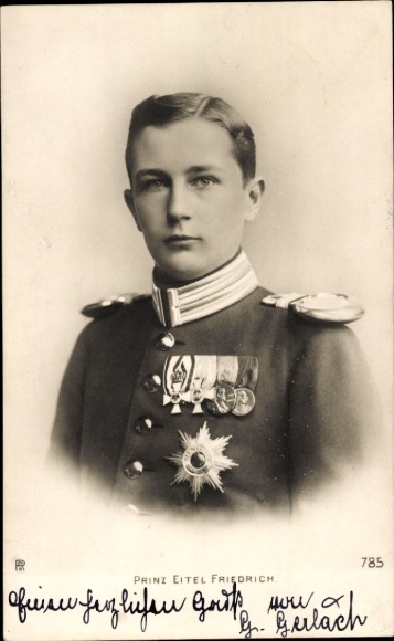 Postcard Eitel Friedrich Prince of Prussia, portrait in Uniform, Order