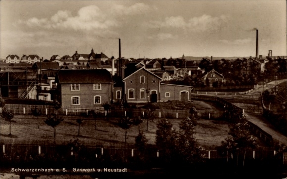 Ak Schwarzenbach an der Saale Oberfranken, Gaswerk, Neustadt
