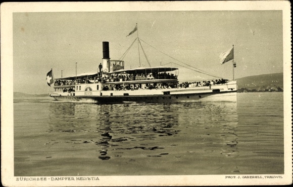 Ak stoomschipfahrt aan het meer van Zürich, stoomboot Helvetia