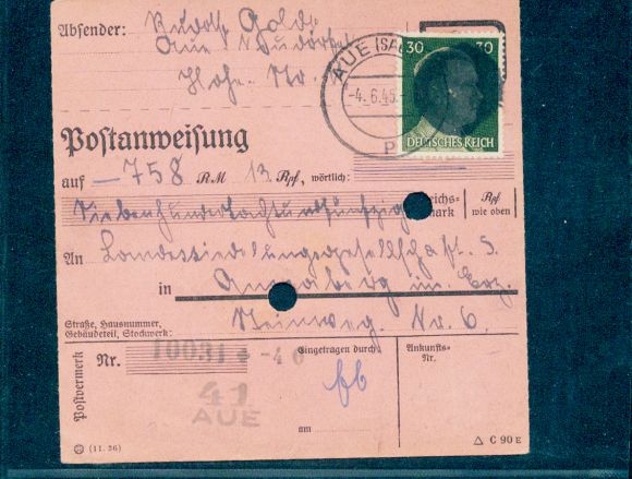 SBZ BL Sachsen, RPD Chemnitz, AP 794 I (4), postal order