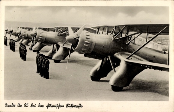 Postcard fighter aircraft Arado Ar 95, seaplanes, Chilean Air Force