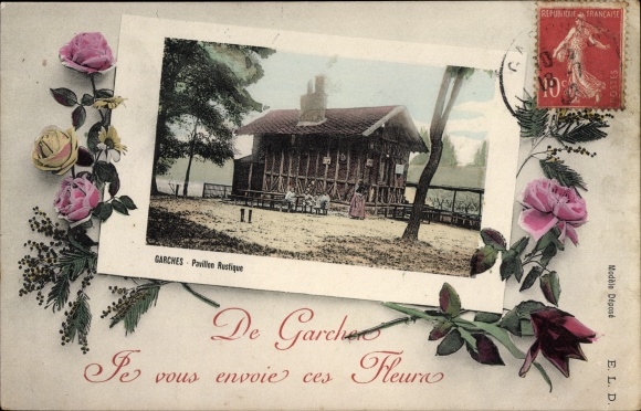 Postcard Garches Hauts de Seine, Rustic Pavilion, Rosen,