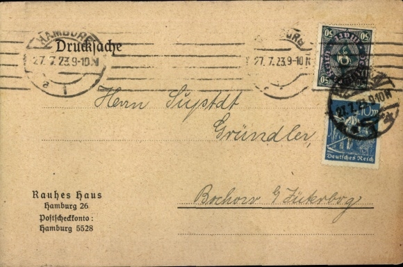 Postcard Hamburg Horn, The Rough House, Rough House, J. Wichern's House The Green Fir