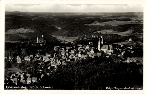 Postcard Gößweinstein in Upper Franconia, aerial photograph