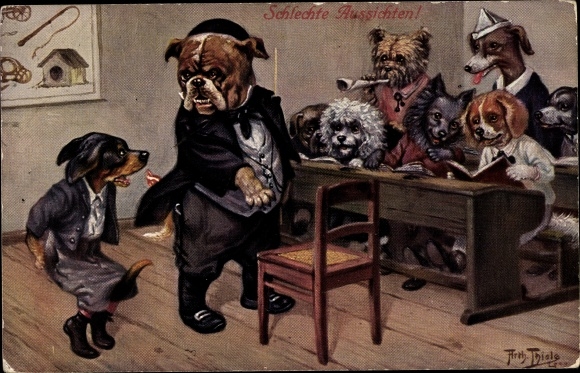 Artist PC Thiele, Arthur, bad prospects, dog school, punishment