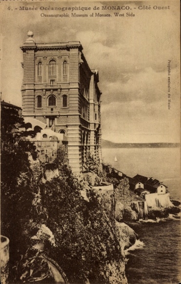 Ak Monaco, Musée Océanographique de  Westseite, Küstenansicht, Meer, Felsen
