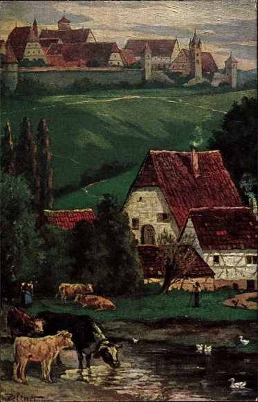 Artist PC Zeltner, Philipp, Rothenburg ob der Tauber Middle Franconia, view from the Herrenmühle