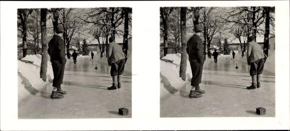 Stereo photo winter in Upper Bavaria Otto Schönstein, curling