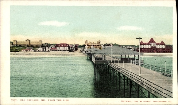 Ak Old Orchard Beach Maine USA, uitzicht vanaf de pier