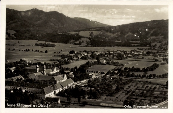 Postcard Benediktbeuern in Upper Bavaria, aerial photograph