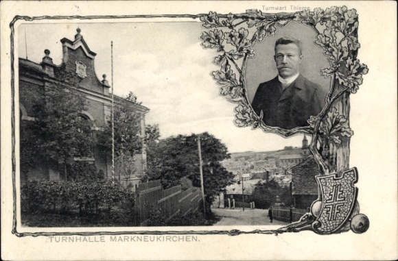 Postcard Markneukirchen im Vogtland, gymnasium, gymnastics supervisor Thieme