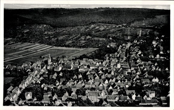 Postcard Gerlingen in Württemberg, aerial photograph